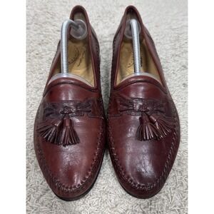 Santoni Italian Brown Leather Tassel Slip On Loafers Mens 11M Luxury Career